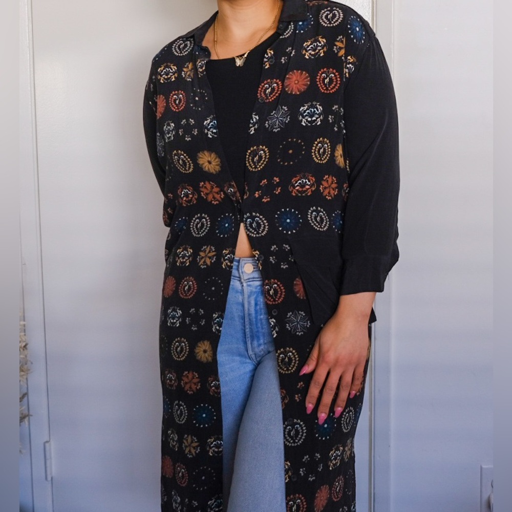 ALL-SAINTS 100% silk black button dress
